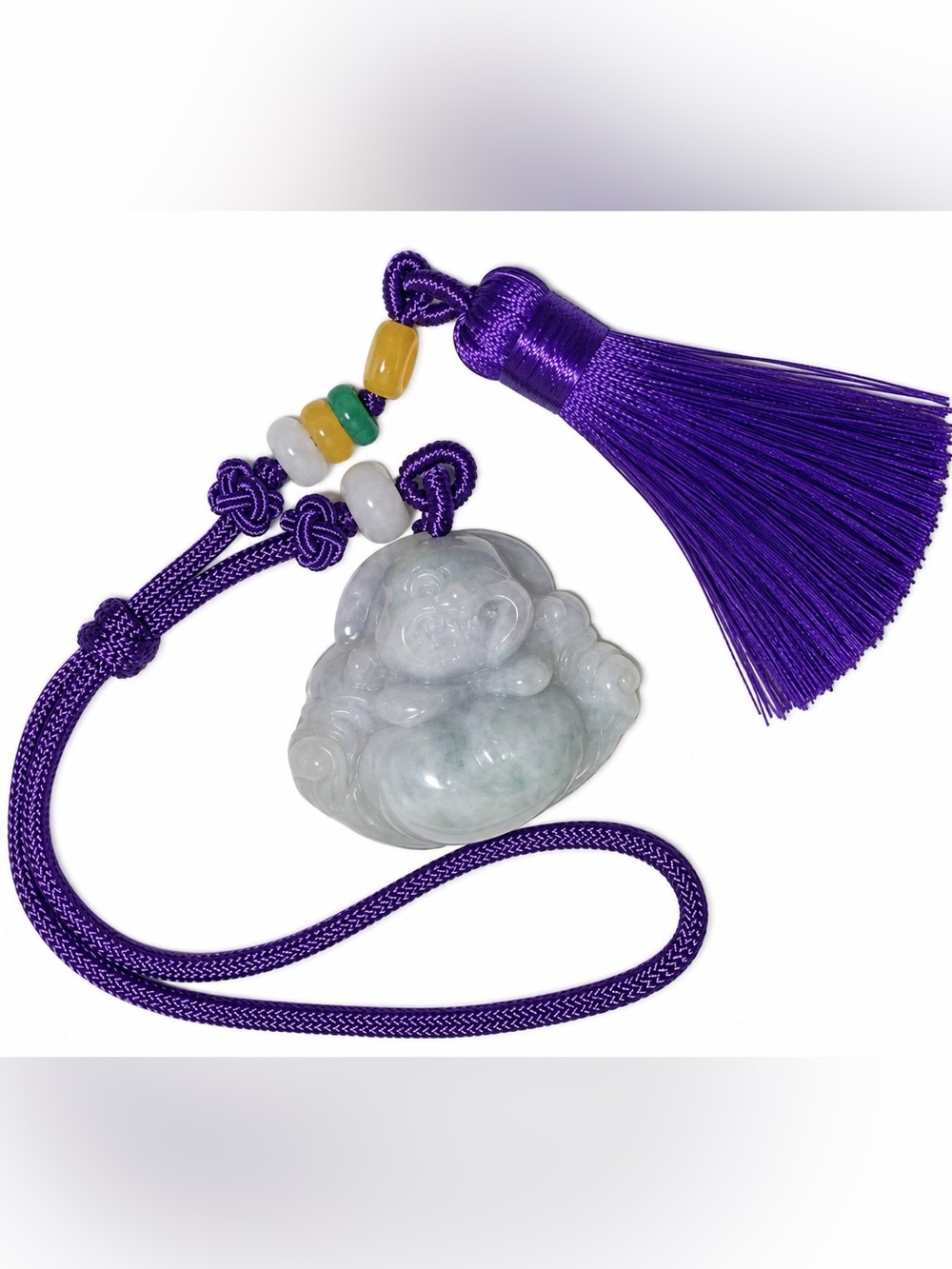 Purple Tassel Jade Buddha Pendant Charm